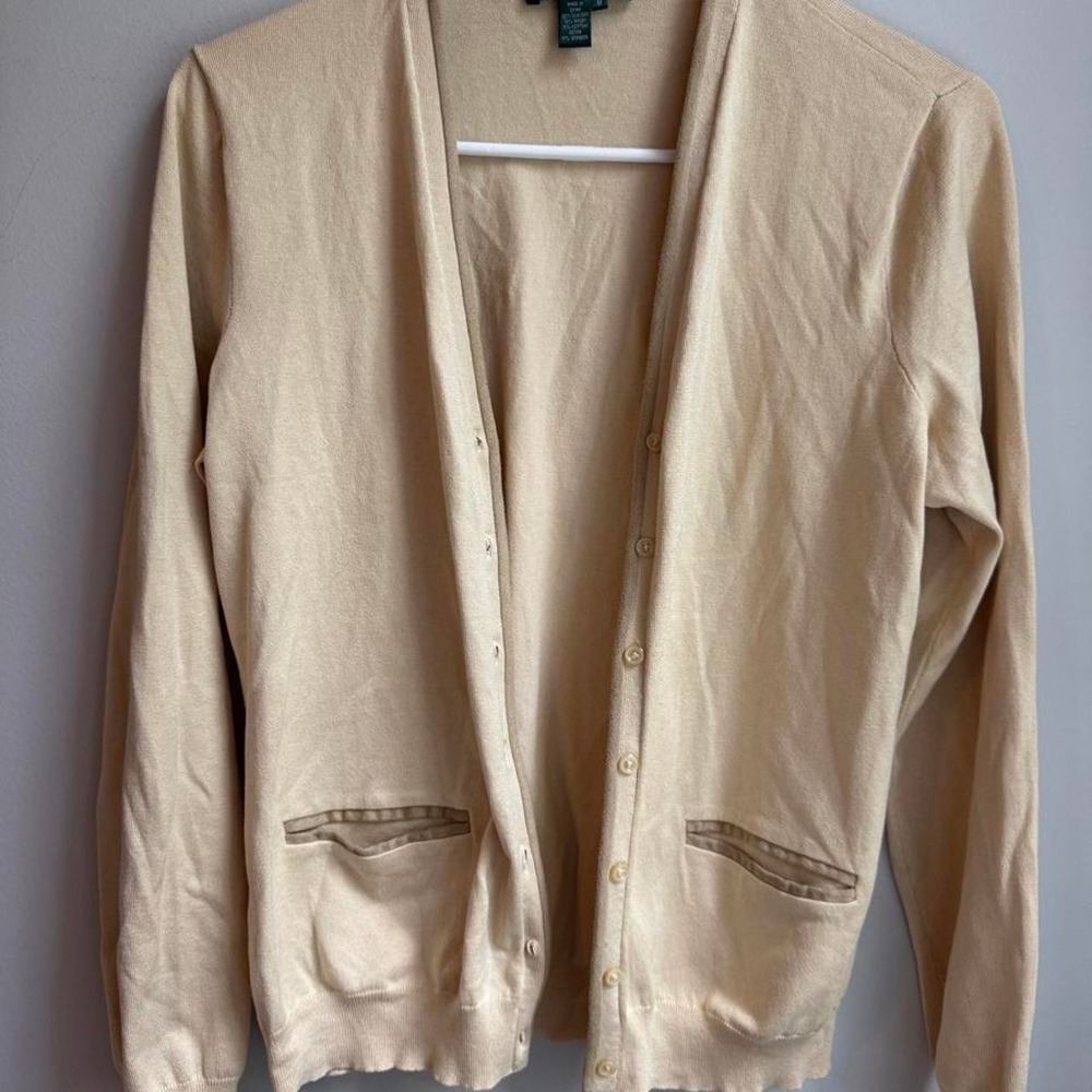 Ralph Lauren cream cardigan with pockets, size M